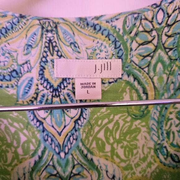 J.Jill Paisley Midi Dress Sz Lg Lounge Comfort Travel Vacation Basic Staple - Picture 4 of 5